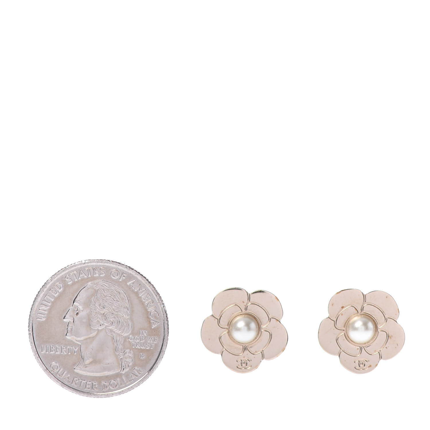 Chanel Pearl CC Camellia Earrings Gold 2 of 5