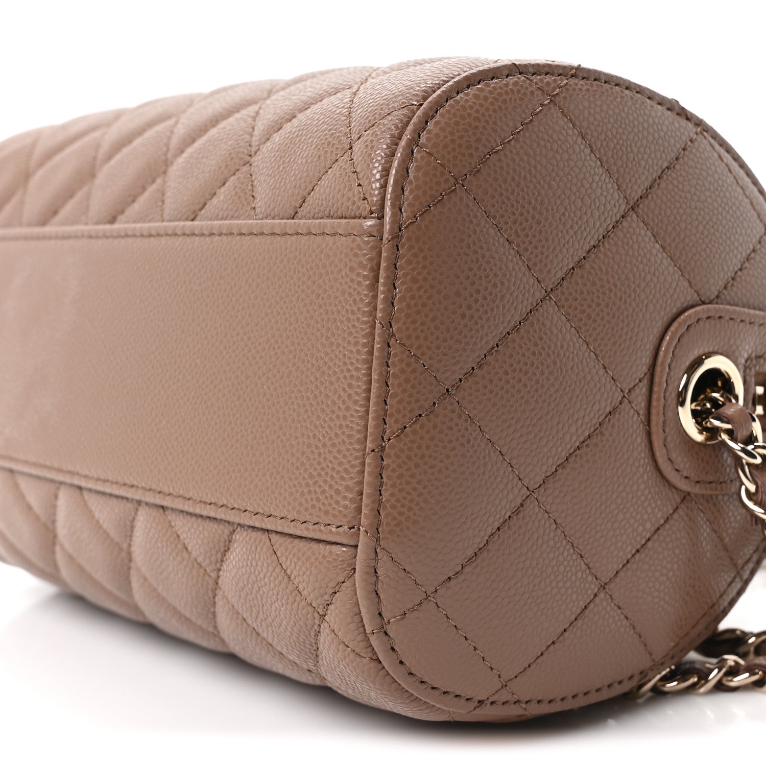 Chanel Caviar Quilted Barrel Clutch With Chain Brown 10 of 11