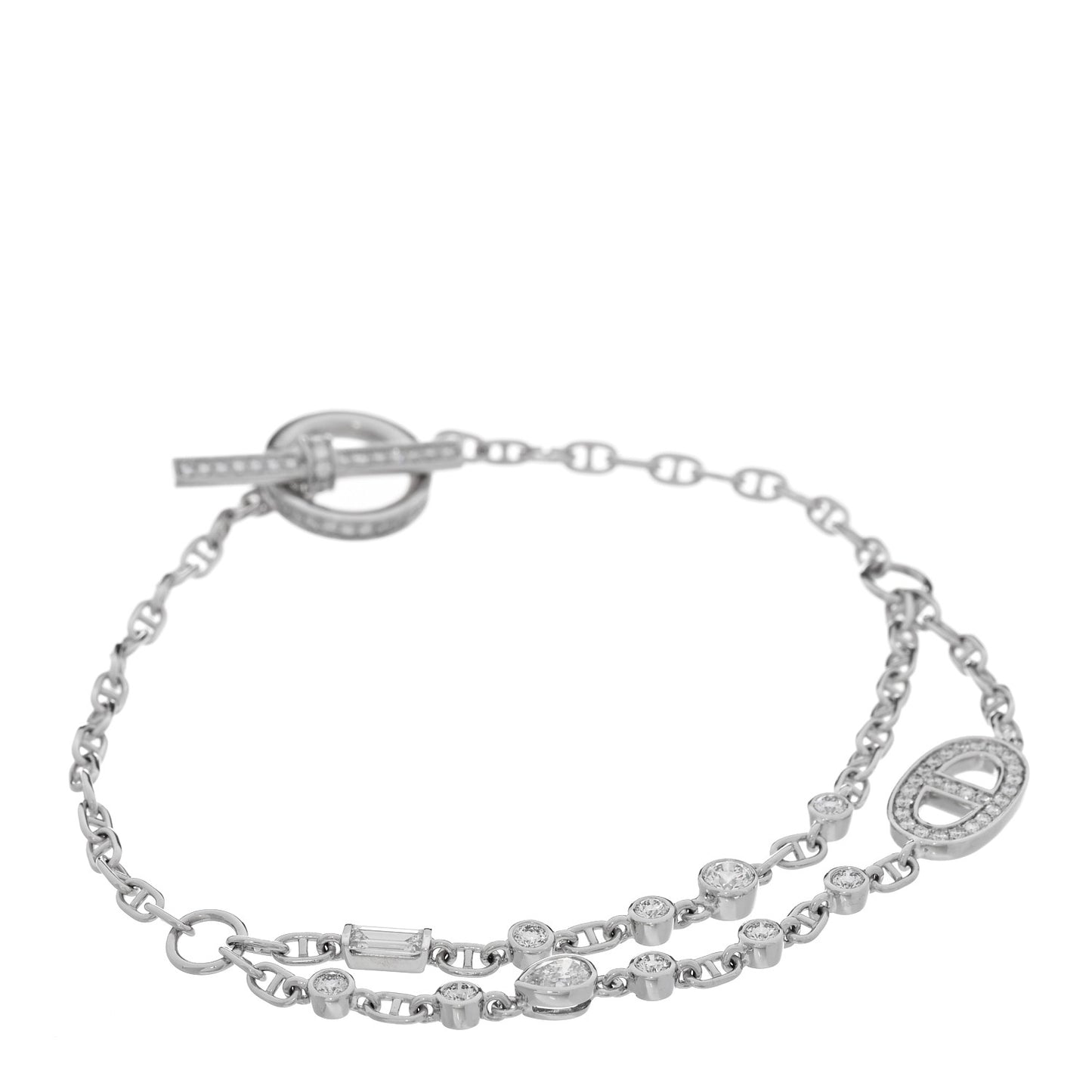18K White Gold Diamond Chaine d'Ancre Fancy Bracelet