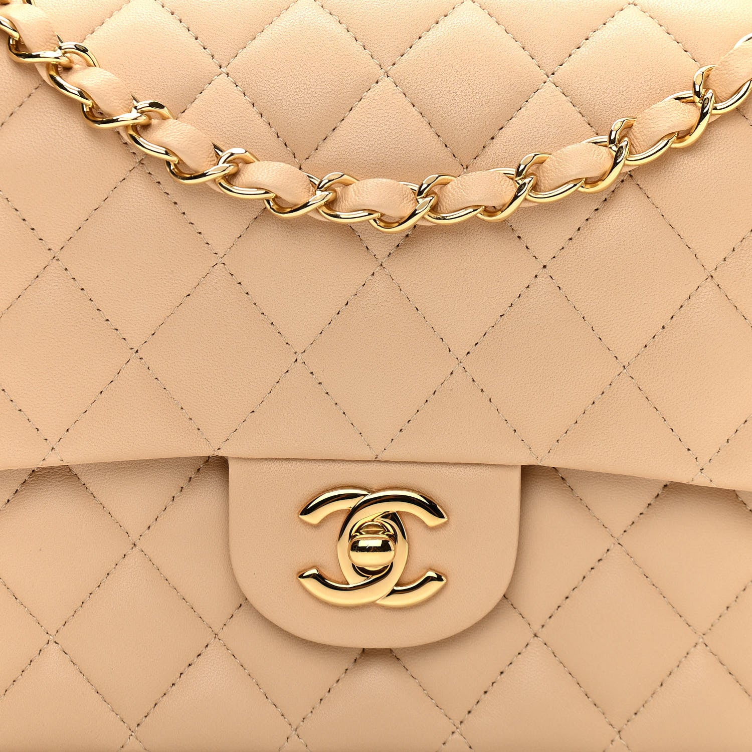 Chanel Lambskin Quilted Medium Double Flap Beige 8 of 11