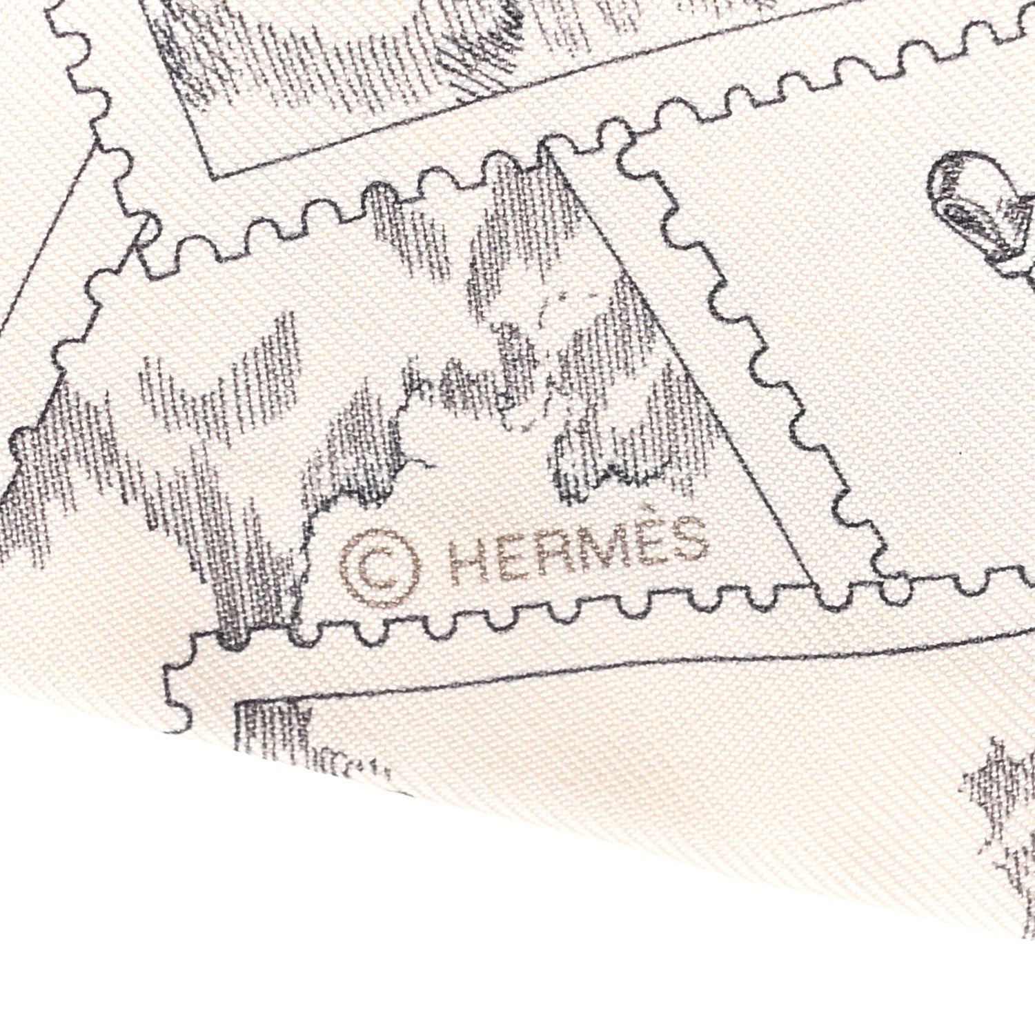 Hermes Silk Le Philateliste Du Faubourg Twilly Parchemin Graphite 3 of 4