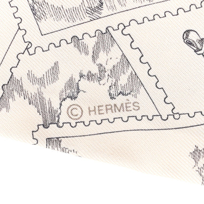 Hermes Silk Le Philateliste Du Faubourg Twilly Parchemin Graphite 3 of 4