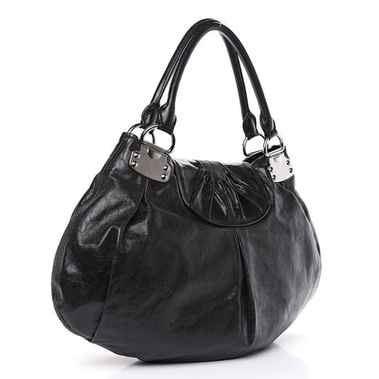 Miu Miu Vitello Lux Gathered Hobo Black 2 of 14