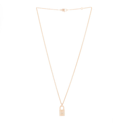 Hermes 18K Rose Gold Diamond Amulettes Cadenas Pendant Necklace 2 of 5