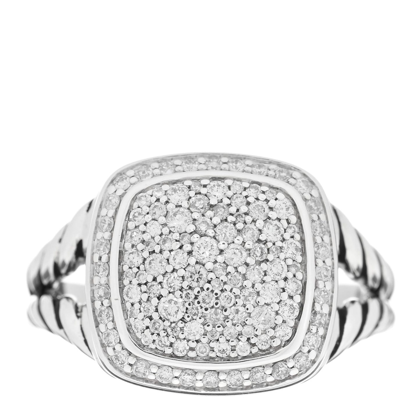 Sterling Silver Diamond 11mm Albion Pave Ring 59 8.75