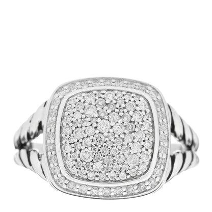 David Yurman Sterling Silver Diamond 11mm Albion Pave Ring 59 8.75 1 of 4
