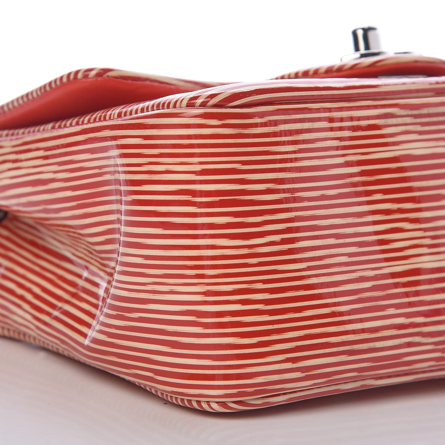 Chanel Patent Calfskin Striped Mini Square Flap Red 10 of 11