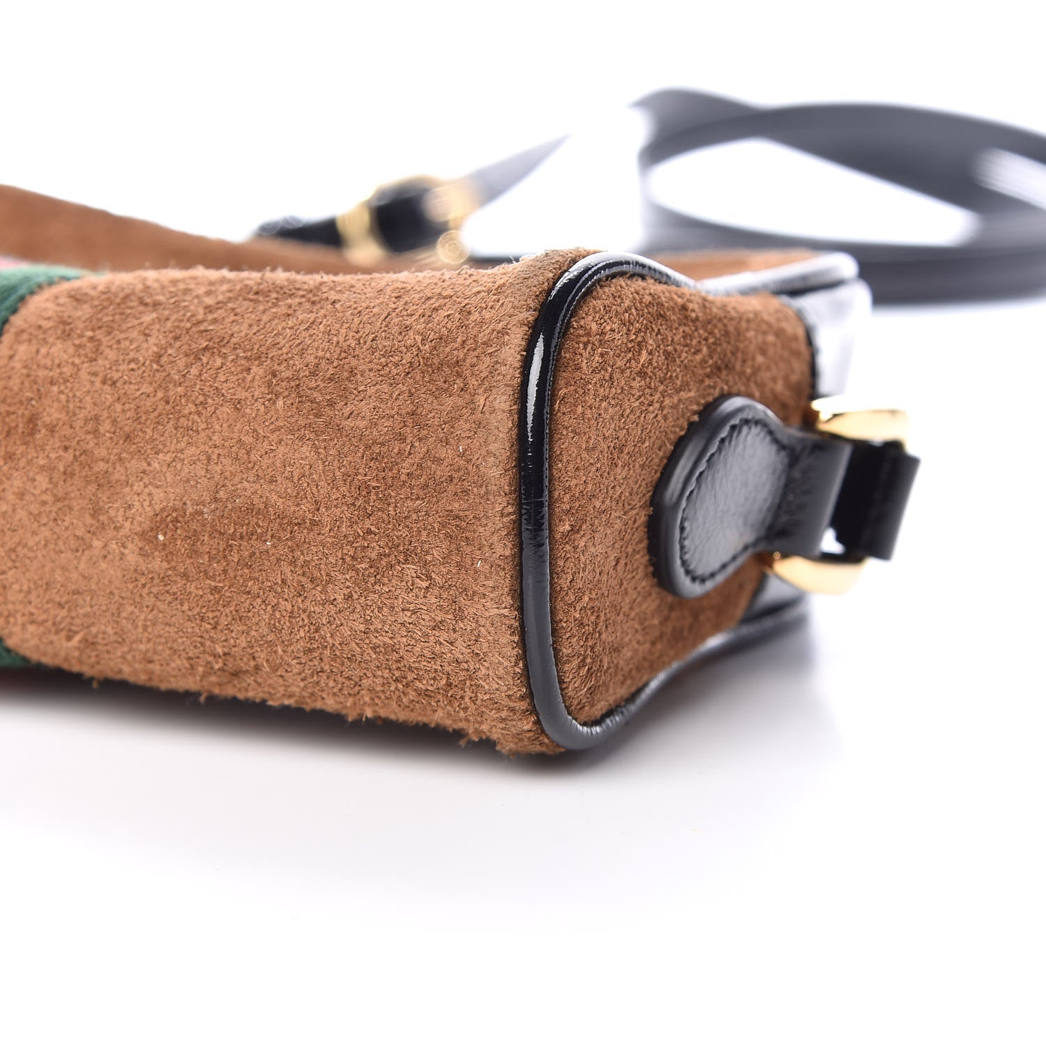 Gucci Suede Patent Web Mini Ophidia Shoulder Bag Nocciola Black 9 of 11