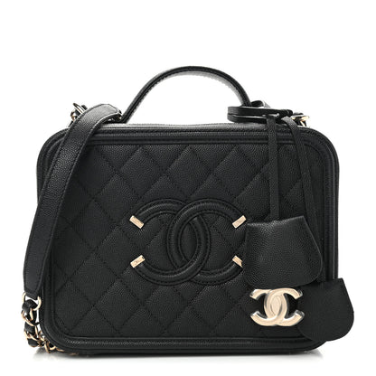 Chanel Caviar Quilted Medium CC Filigree Vanity Case Black 1 of 9