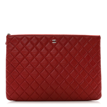 Chanel Lambskin Quilted Large Cosmetic Case Red 1 of 8