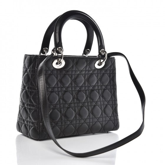 Christian Dior Lambskin Cannage Medium Lady Dior Black 3 of 7