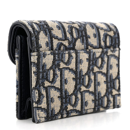 Christian Dior Oblique Saddle Card Holder Blue 3 of 7