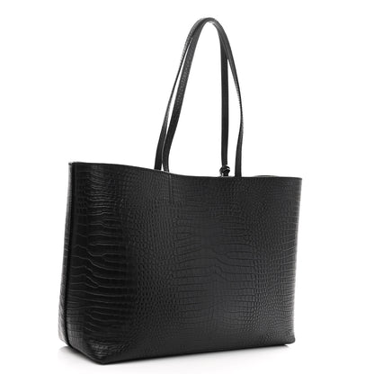 Jimmy Choo Calfskin Crocodile Embossed Nine2Five East West Tote Black 4 of 12
