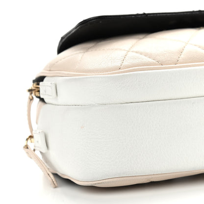 Chanel Goatskin Quilted Waist Bag Beige White Black 12 of 17