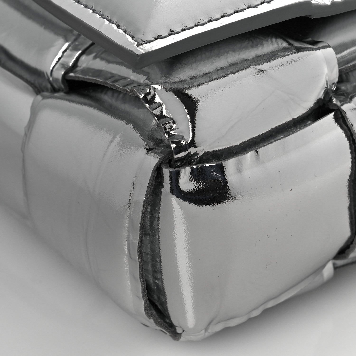 Bottega Veneta Metallic Lambskin Padded Cassette Crossbody Bag Silver 6 of 7