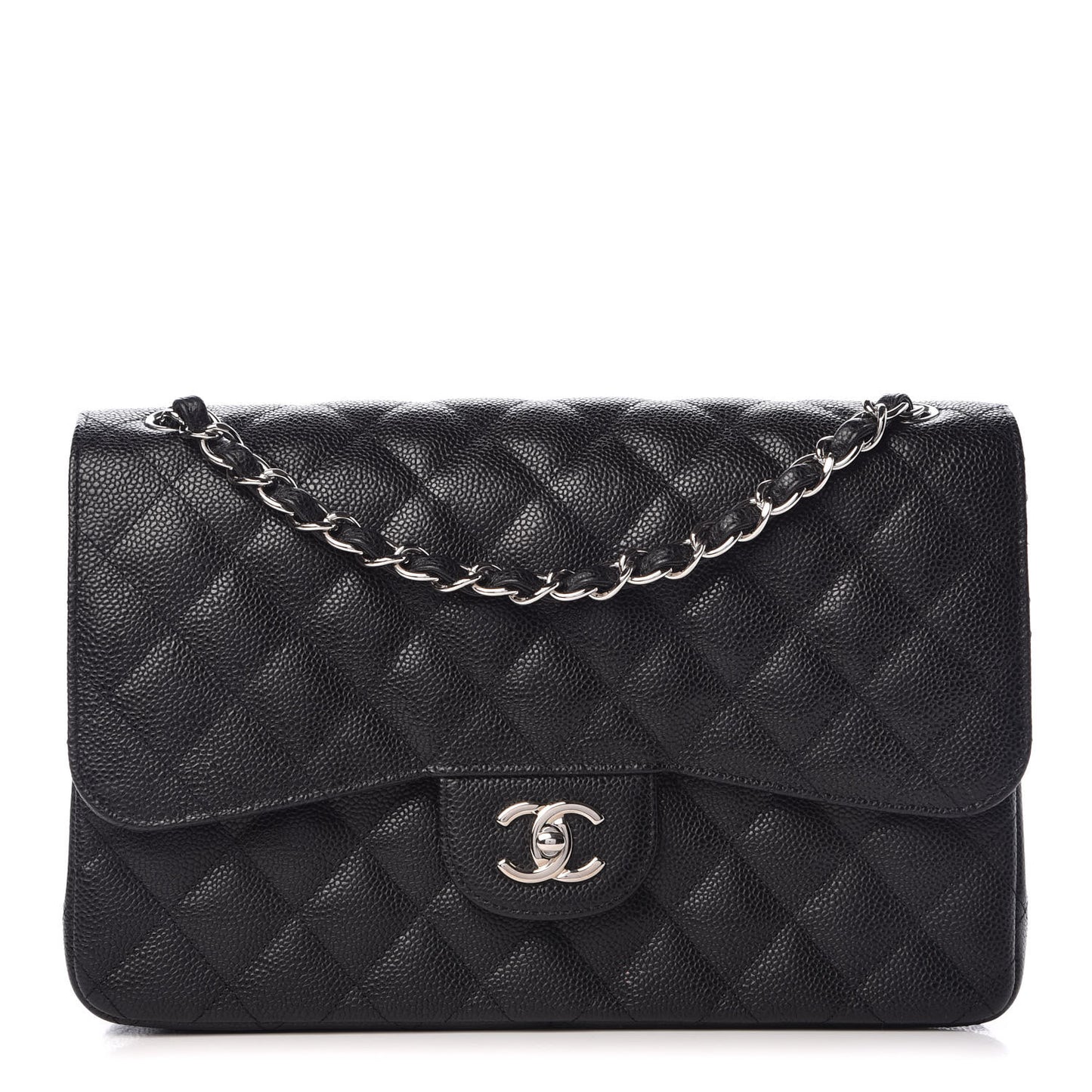 Caviar Quilted Jumbo Double Flap Black