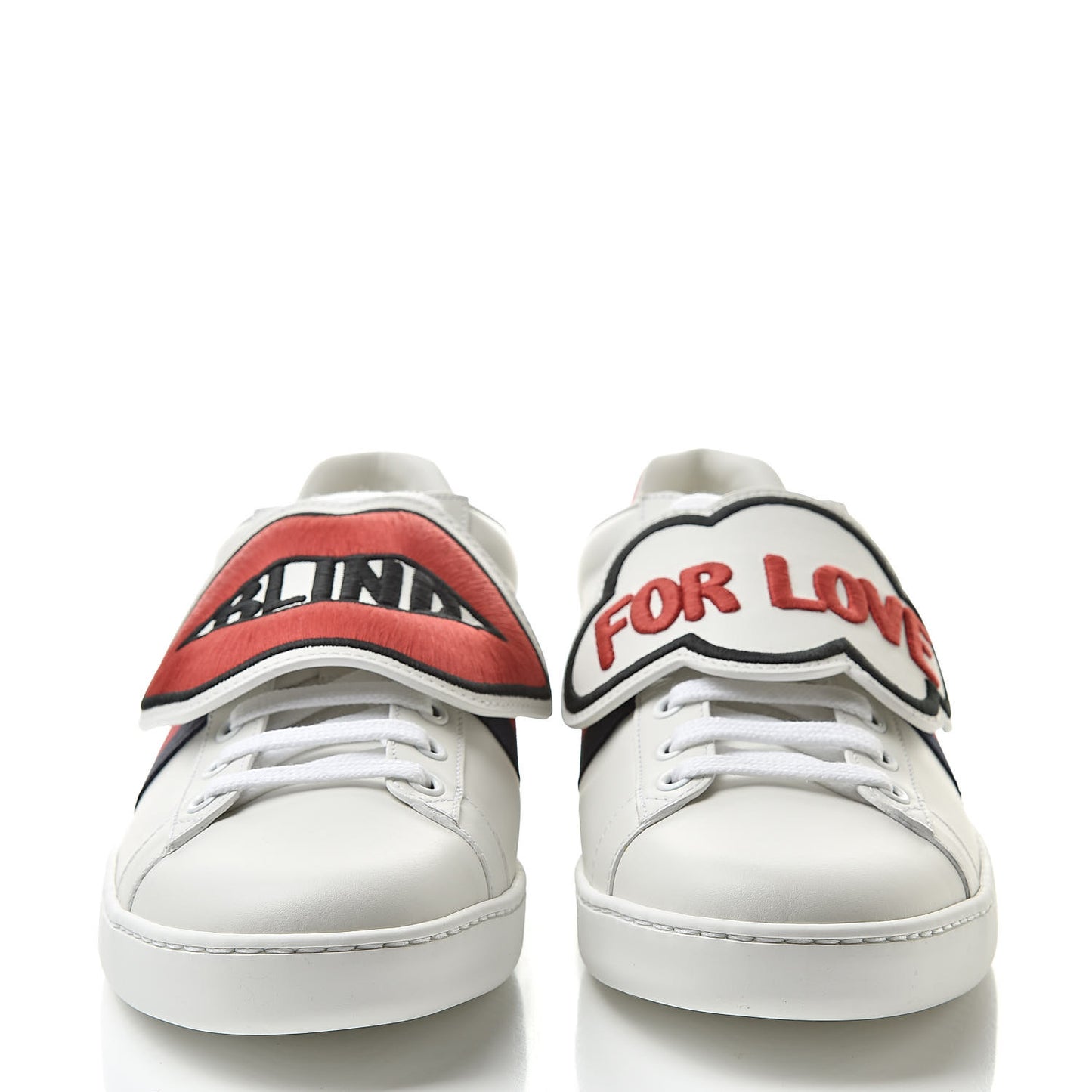 Calfskin Ayers Blind For Love Embroidered Womens Ace Sneakers 39.5 White