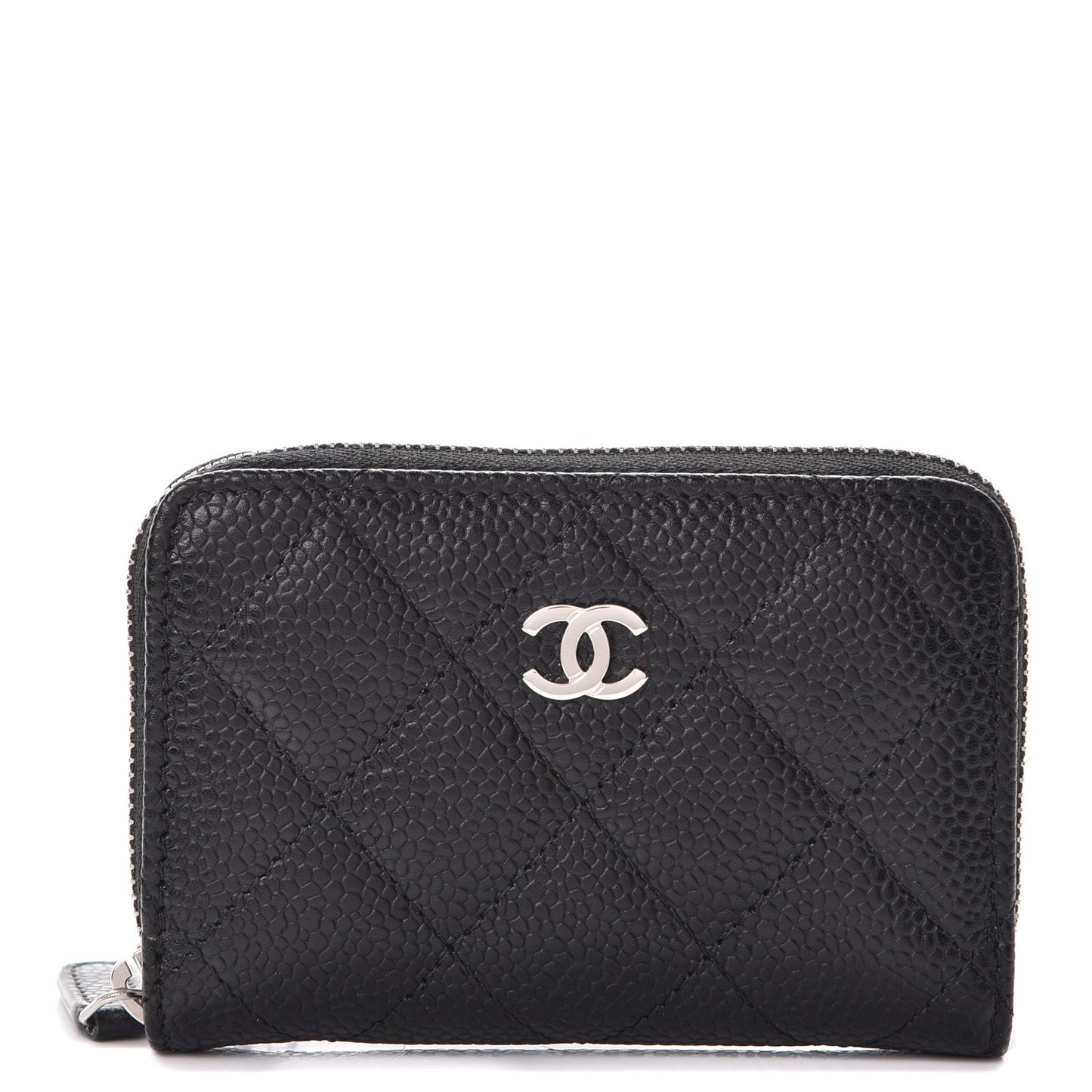 Caviar Quilted Zip Coin Purse Black