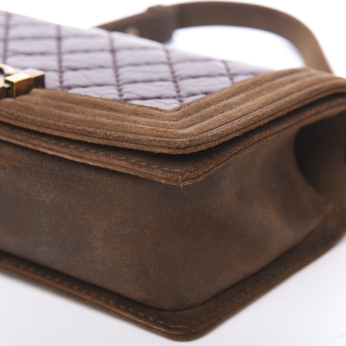 Aged Calfskin Nubuck Quilted Medium Boy Flap Burgundy