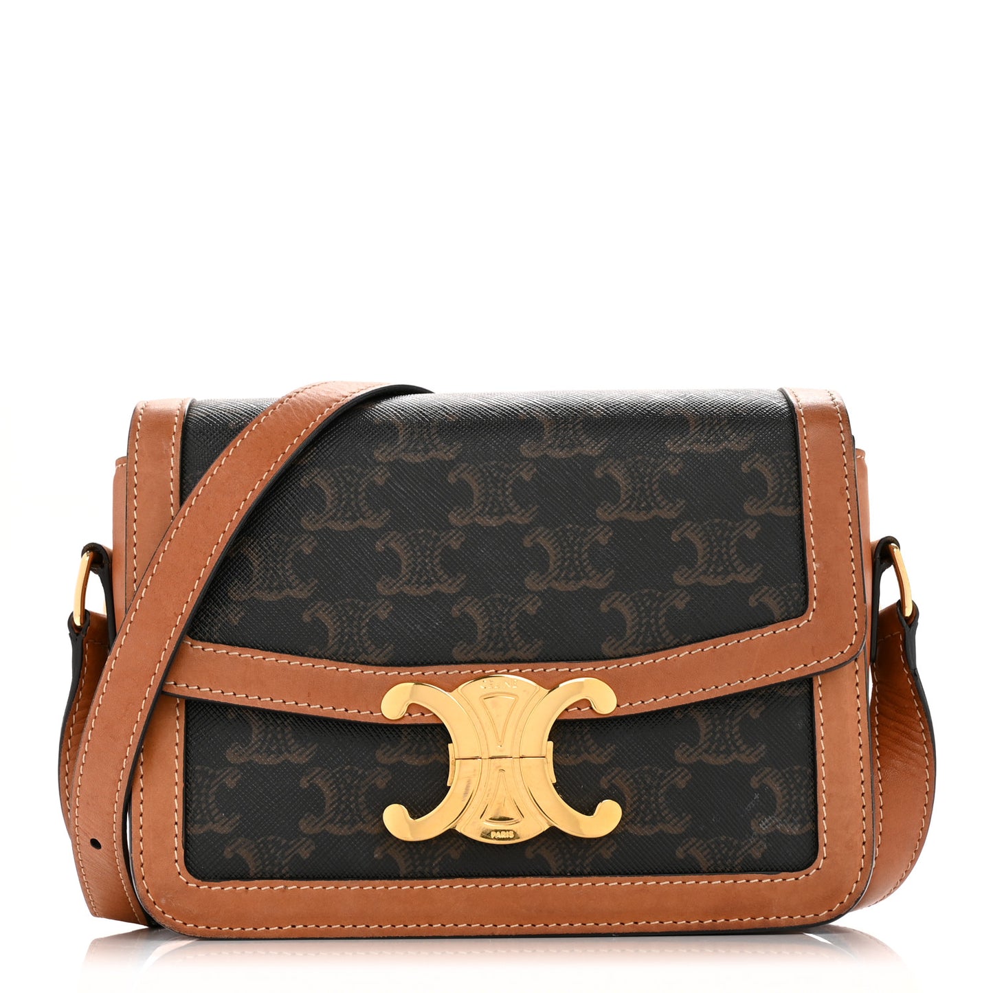 Calfskin Triomphe Canvas Teen Triomphe Bag Tan