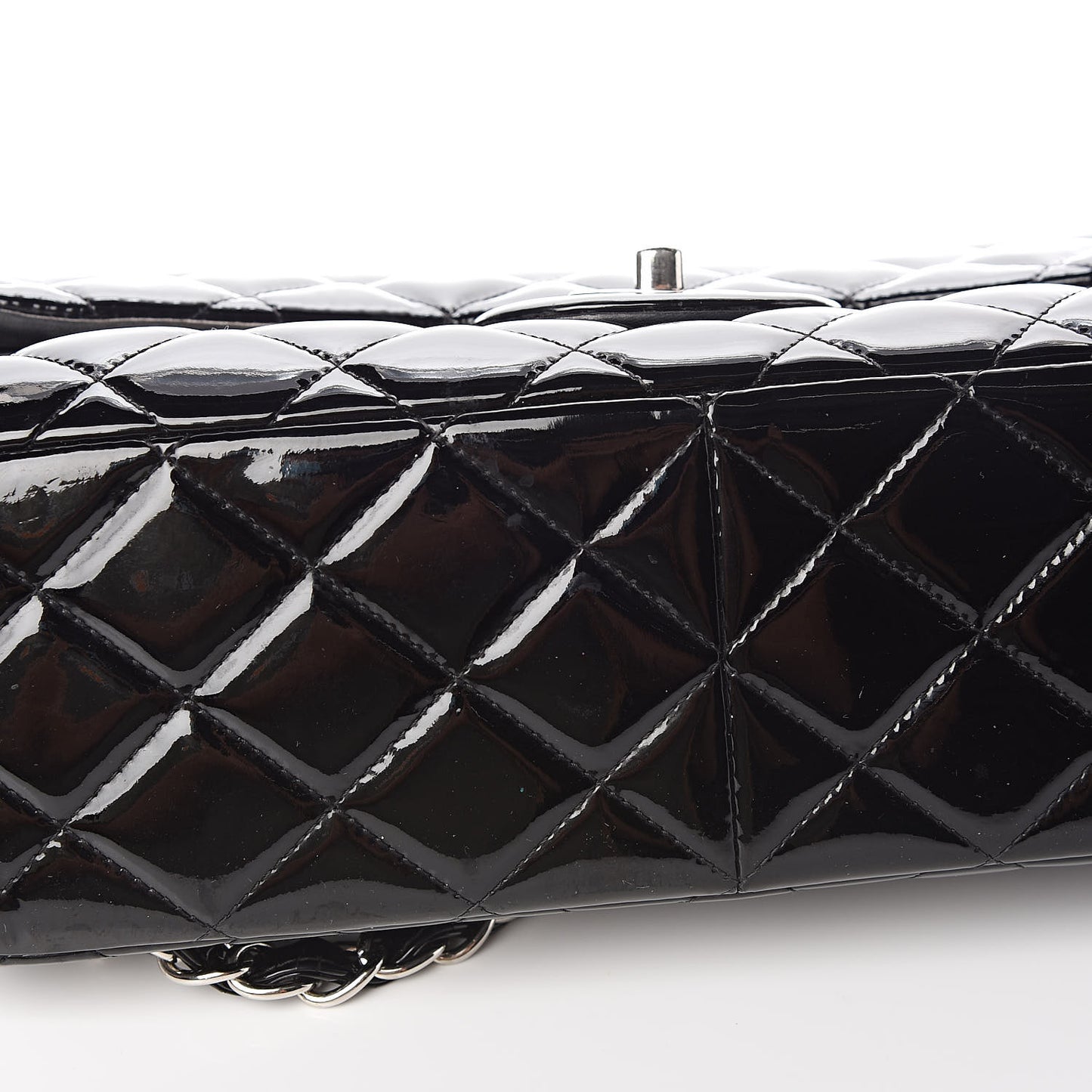 Patent Quilted Jumbo Double Flap Black