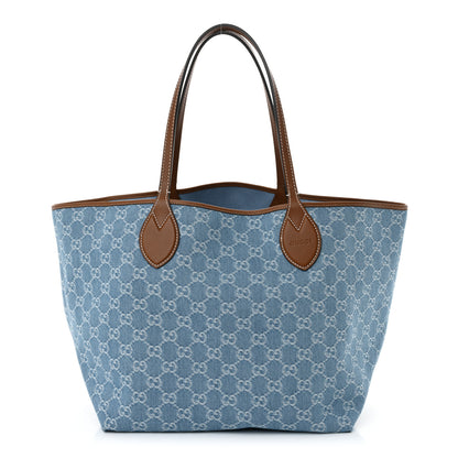 Gucci New Denim GG Monogram Calfskin Large Totissima Tote Light Blue 1 of 10