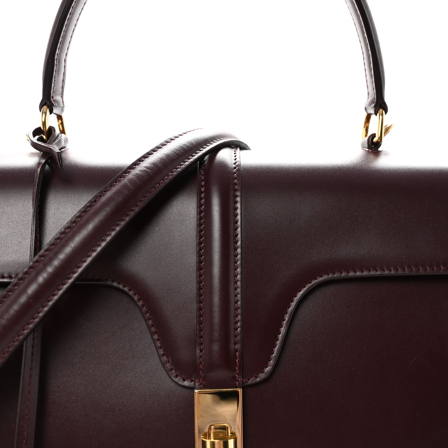Celine Satinated Calfskin Medium 16 Top Handle Bag Light Burgundy 8 of 10