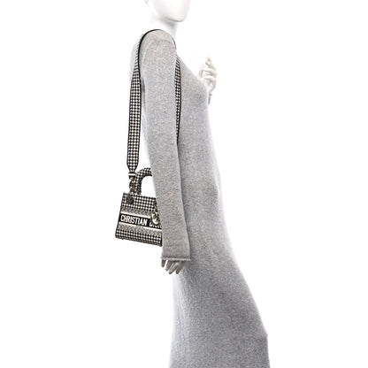 Christian Dior Canvas Houndstooth Embroidered Mini Lady D-Lite Black White 4 of 11
