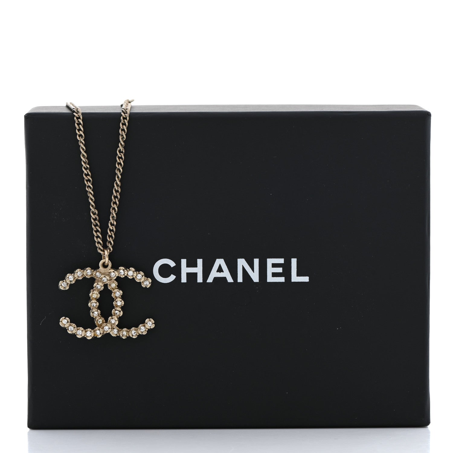 Chanel Crystal CC Pendant Necklace Gold 7 of 7