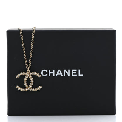 Chanel Crystal CC Pendant Necklace Gold 7 of 7