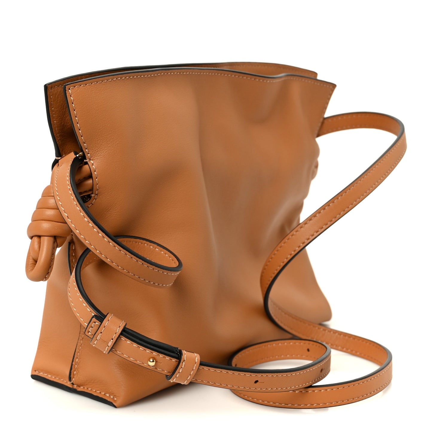 Calfskin Mini Flamenco Knot Clutch Warm Desert Warm Desert