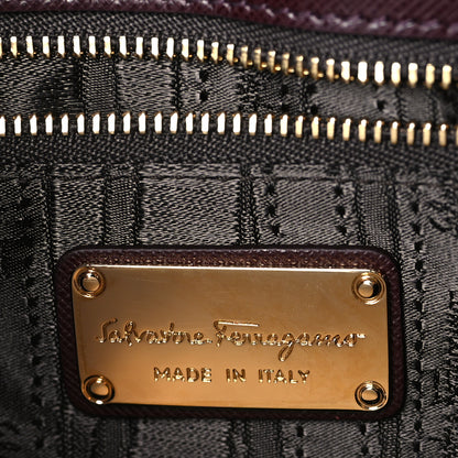 Salvatore Ferragamo Saffiano Sandrine Shoulder Bag Rouge Black 6 of 11