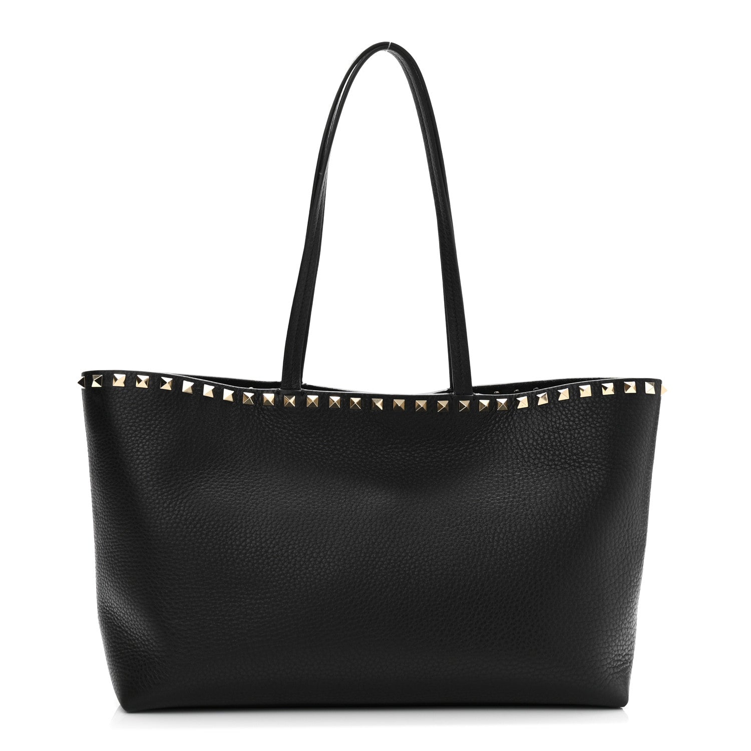 Valentino Garavani Grained Calfskin Small Rockstud Shoulder Tote Black 1 of 10