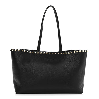 Valentino Garavani Grained Calfskin Small Rockstud Shoulder Tote Black 1 of 10