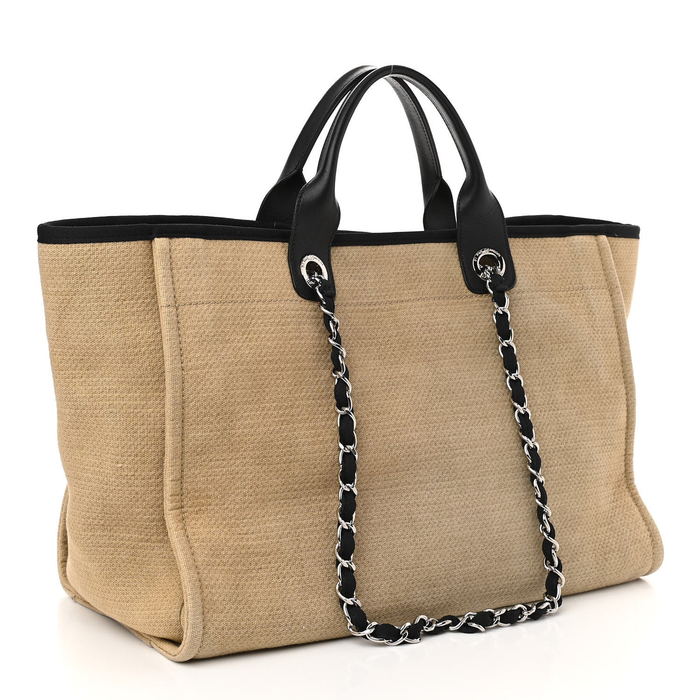 Canvas Medium Deauville Tote Beige Black
