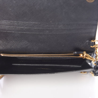 Prada Saffiano Metal Mini Flap Crossbody Wristlet Bag Black 6 of 9