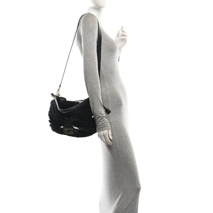 Fendi Sequins Crochet Nappa Medium Mamma Baguette Black 2 of 10