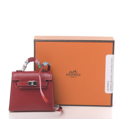 Hermes Tadelakt Mini Kelly Twilly Bag Charm Rouge Vif 6 of 6