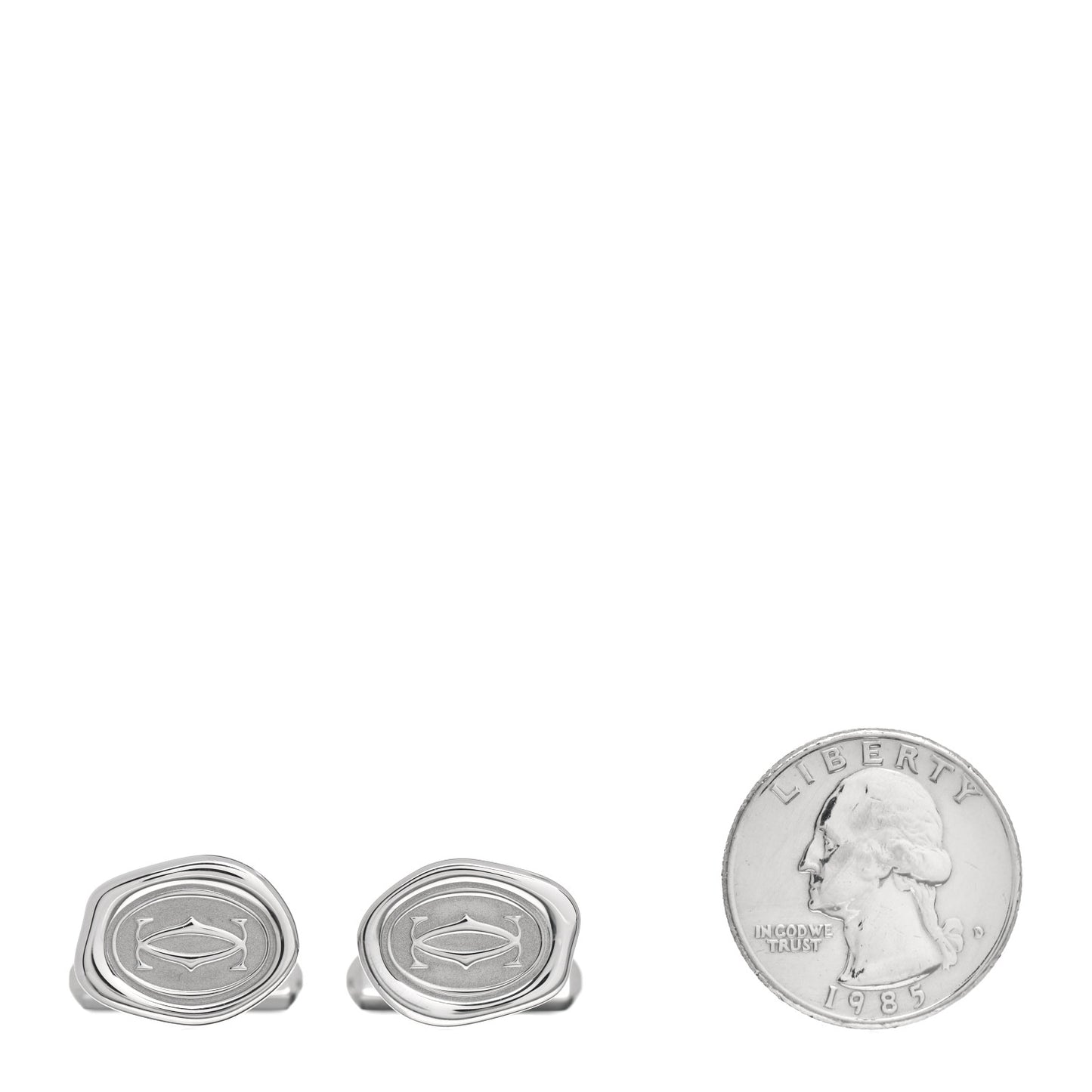 Sterling Silver Palladium Finish Wax Seal Motif Cufflinks