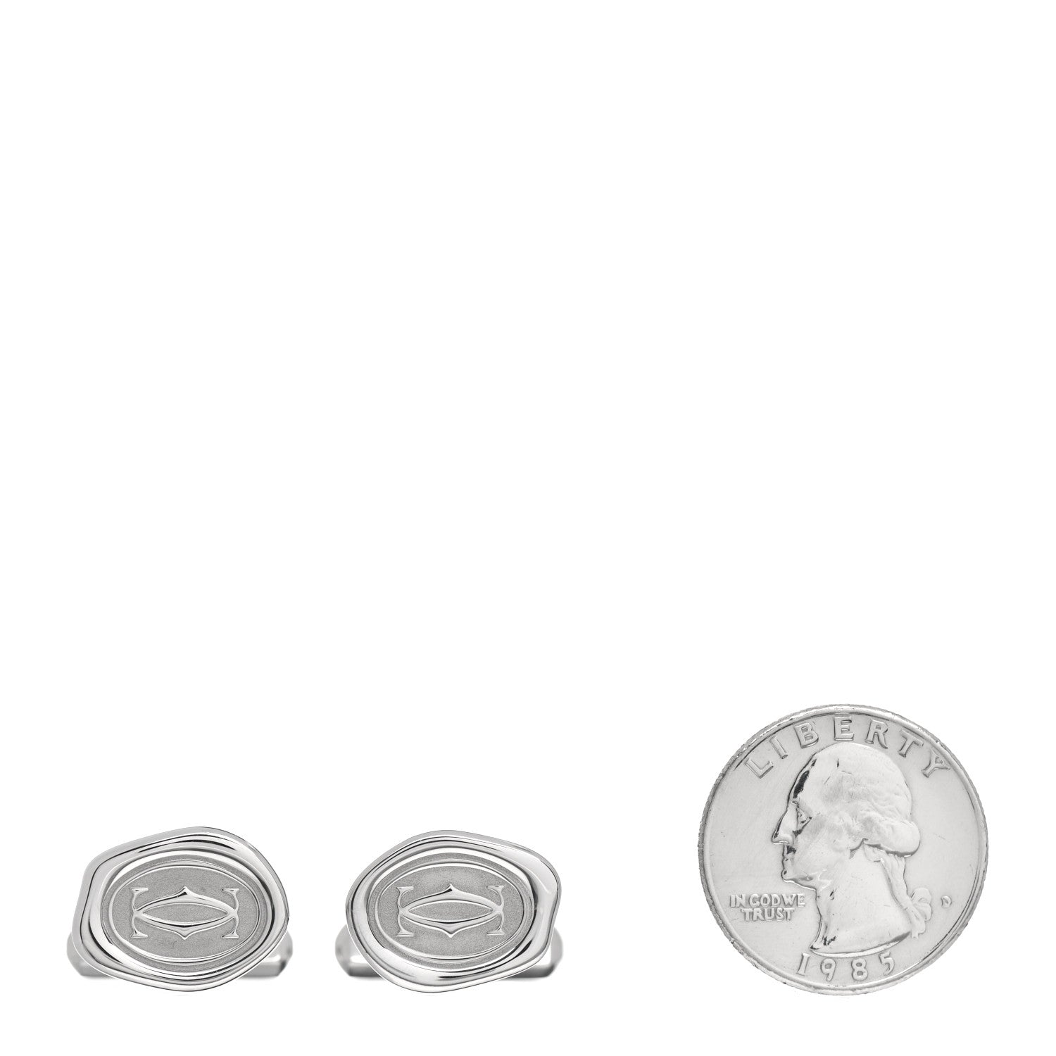 Cartier Sterling Silver Palladium Finish Wax Seal Motif Cufflinks 2 of 5