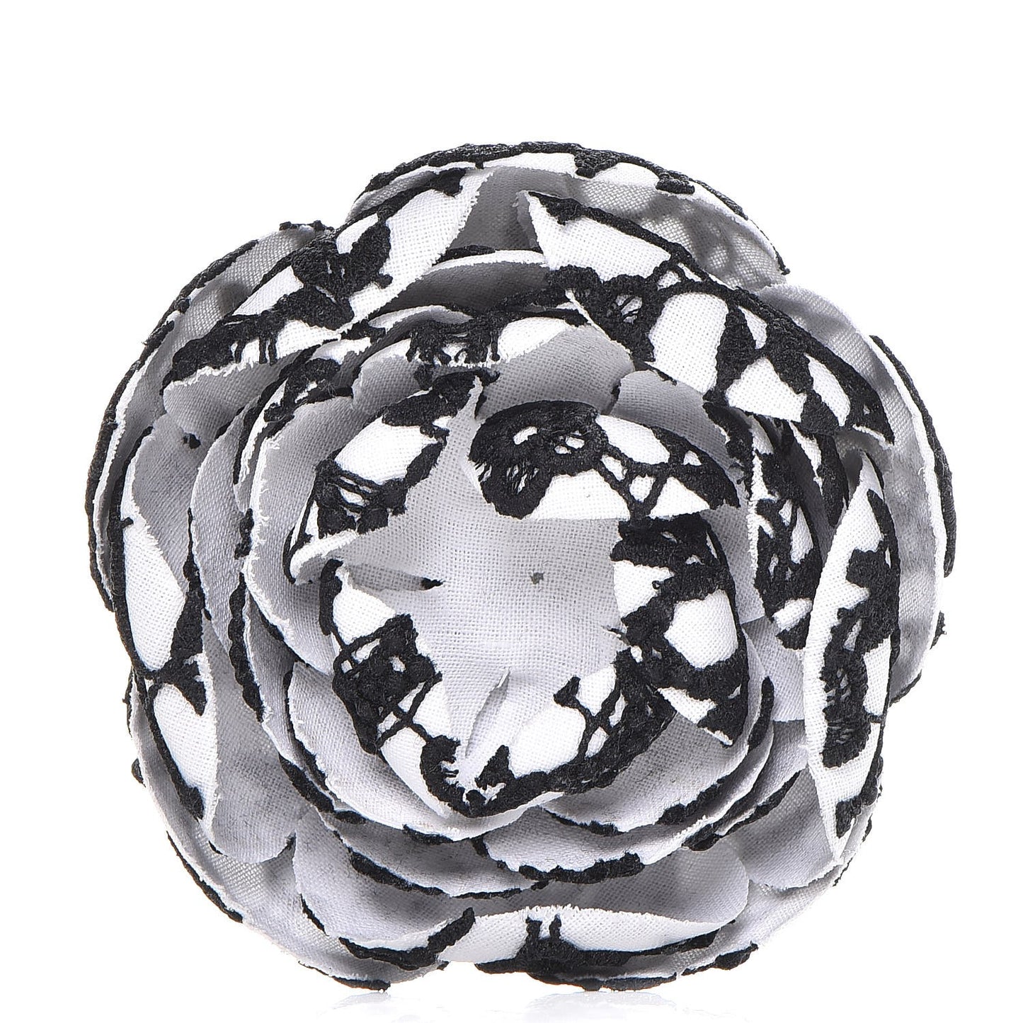 Cotton Camellia Brooch Pin Black White