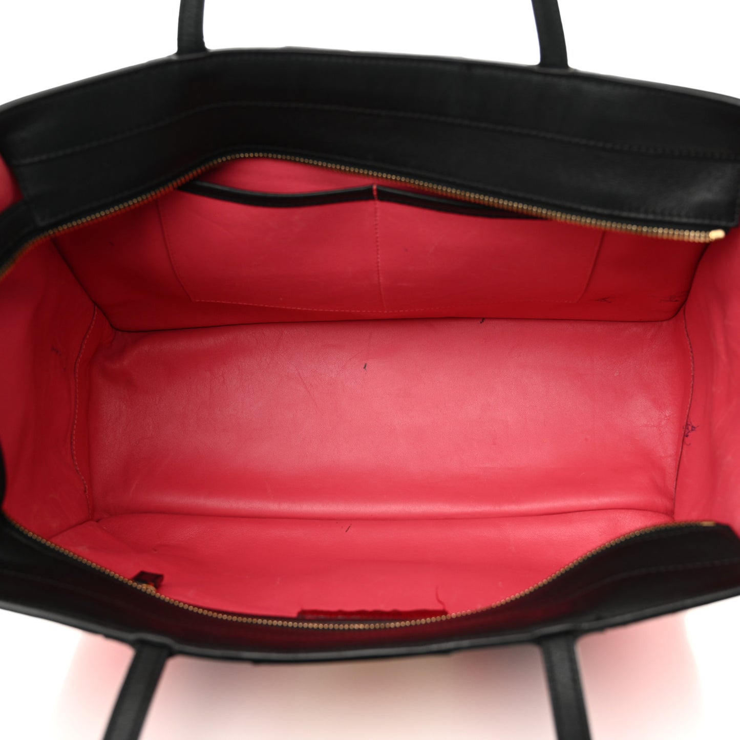 Calfskin Carmen Medium Tote Black Deep Rose