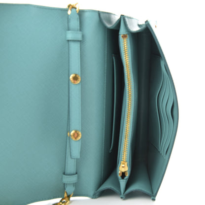 Prada Saffiano Lux Chain Wallet Anice 5 of 9