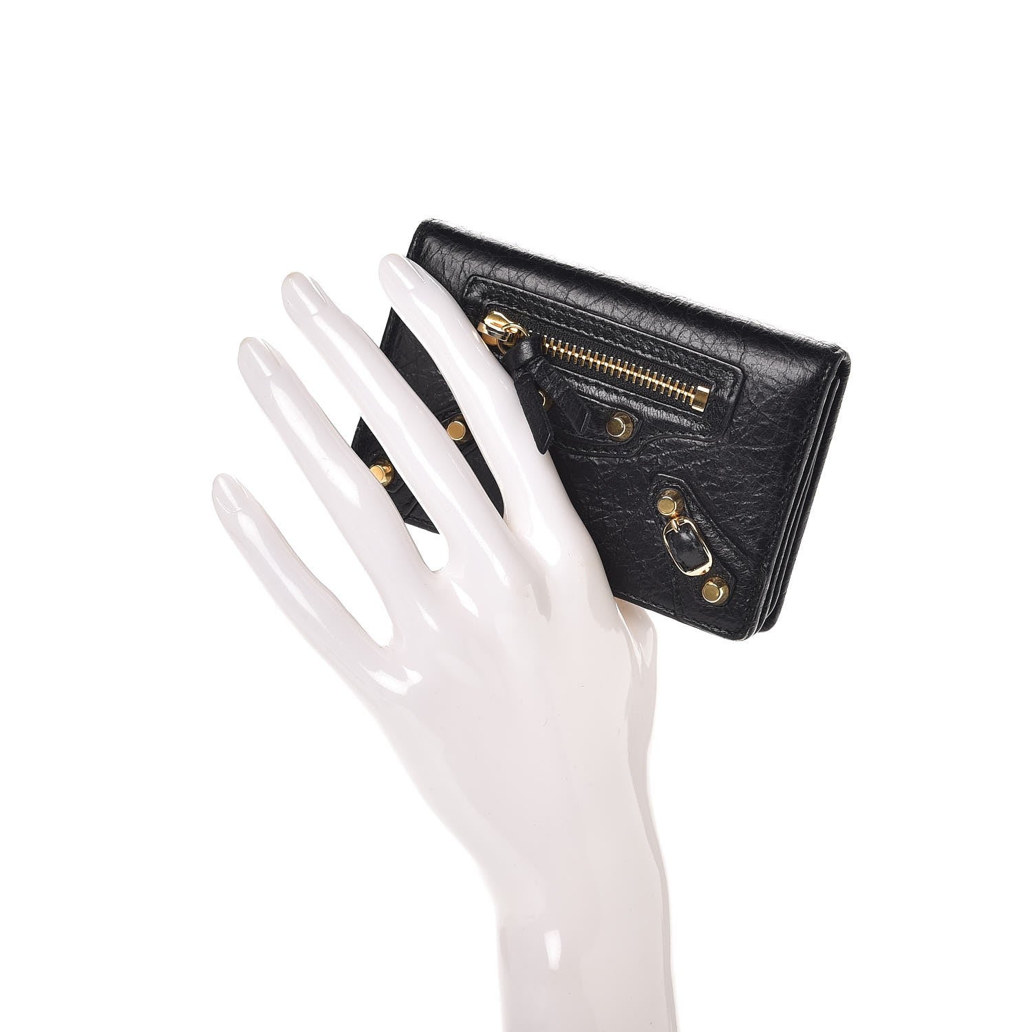 Balenciaga Agneau Classic Gold Hardware Card Case Black 2 of 8