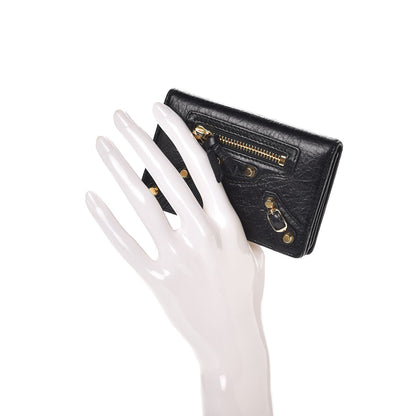 Balenciaga Agneau Classic Gold Hardware Card Case Black 2 of 8