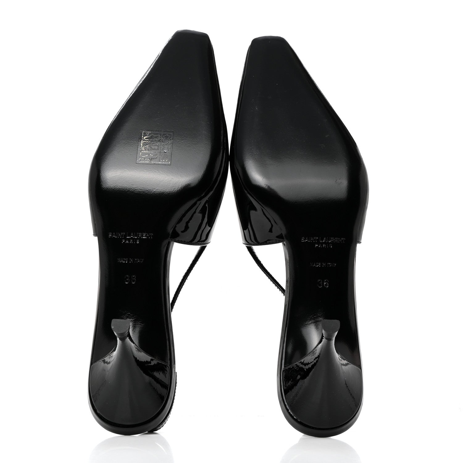 Saint Laurent Patent Luna Slingback Pumps 36 Black 5 of 9
