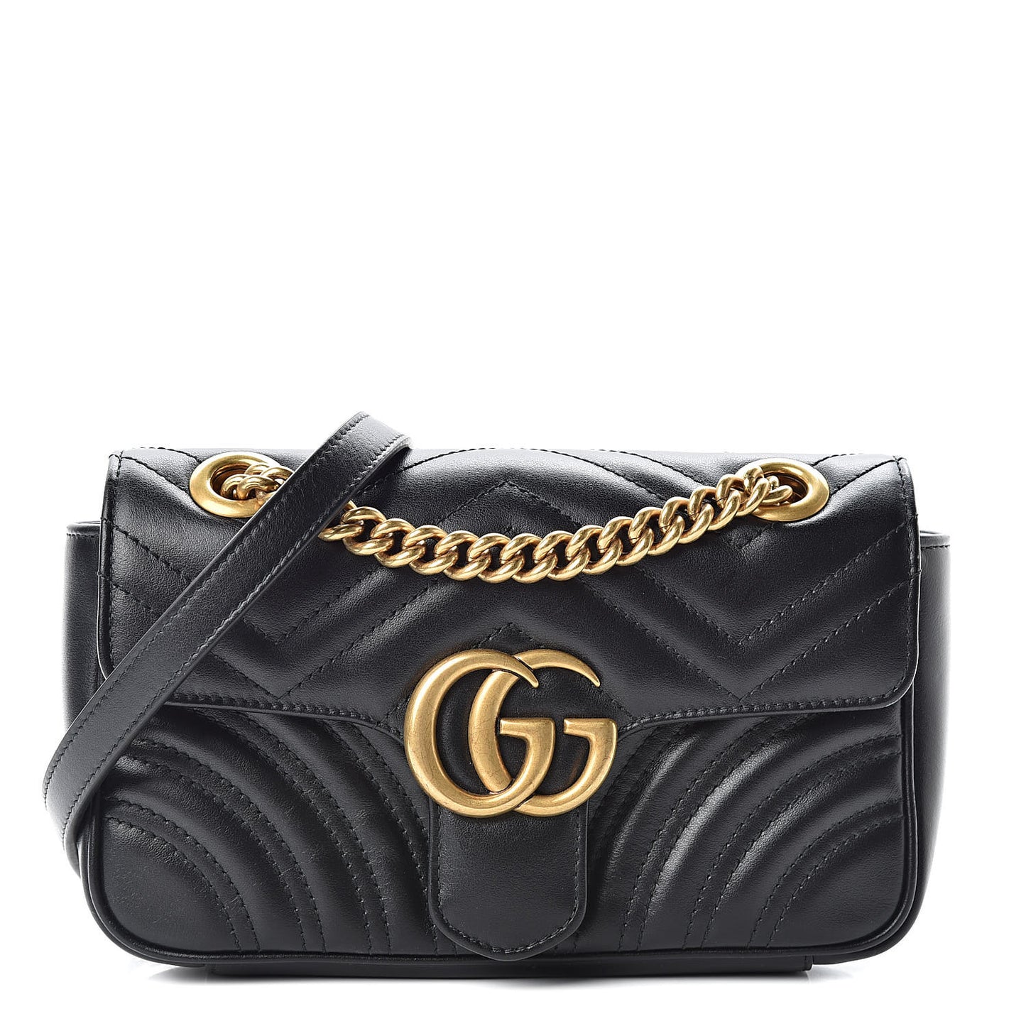 Calfskin Matelasse Mini GG Marmont Shoulder Bag Black