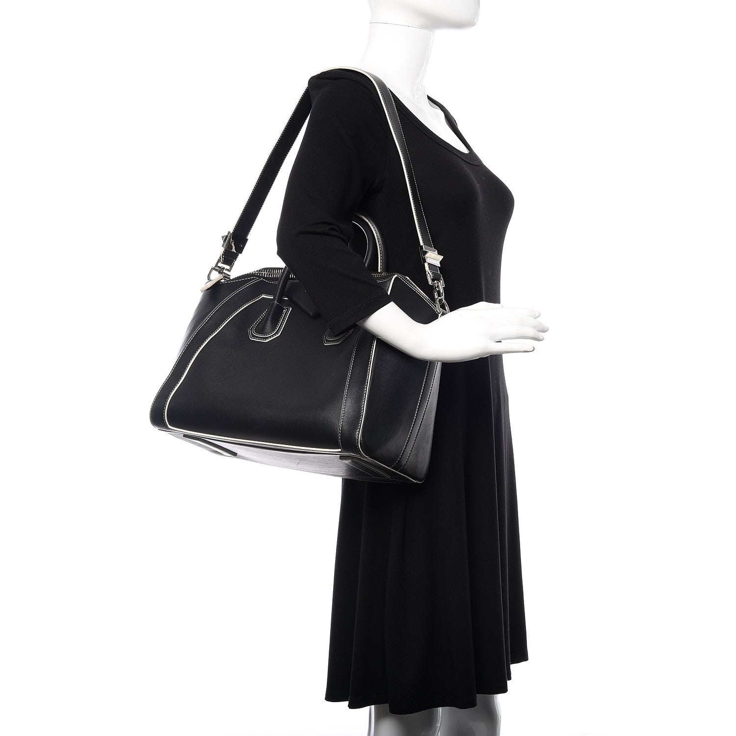 Givenchy Calfskin Contrast Stitched Medium Antigona Black 2 of 14