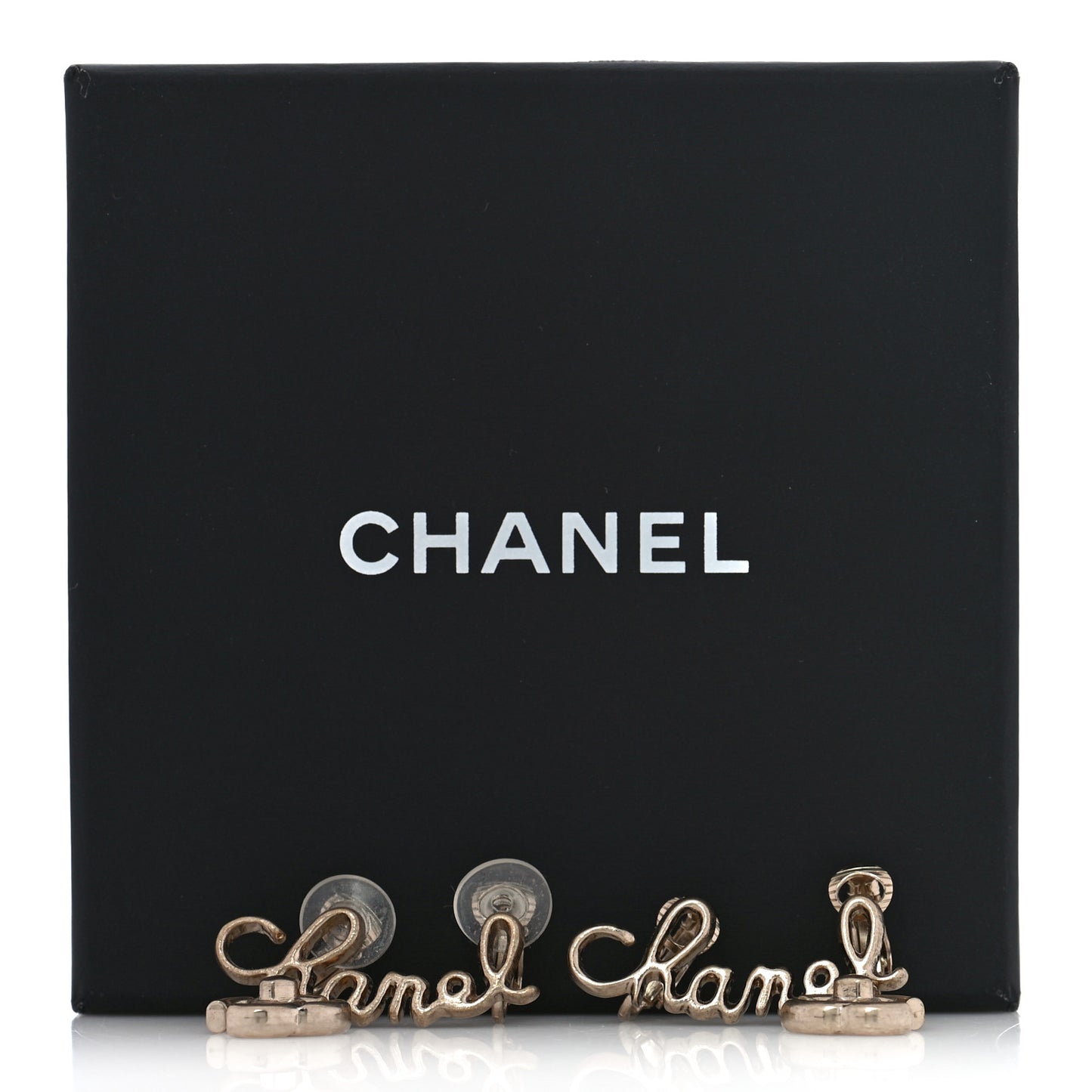 Metal CC Turnlock Climber Clip On Earrings Gold