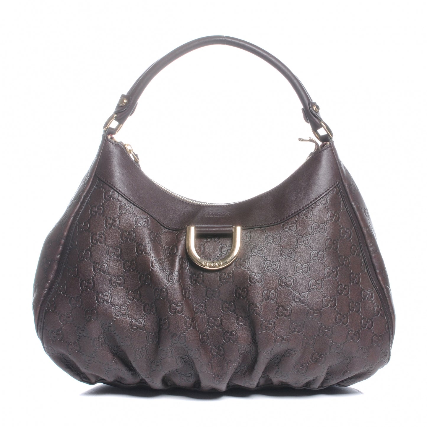 Guccissima D Gold Ring Hobo Chocolate Brown
